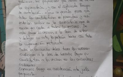 Escrito presentado en la comunidad: Petición de Igualdad entre todos los vecinos.